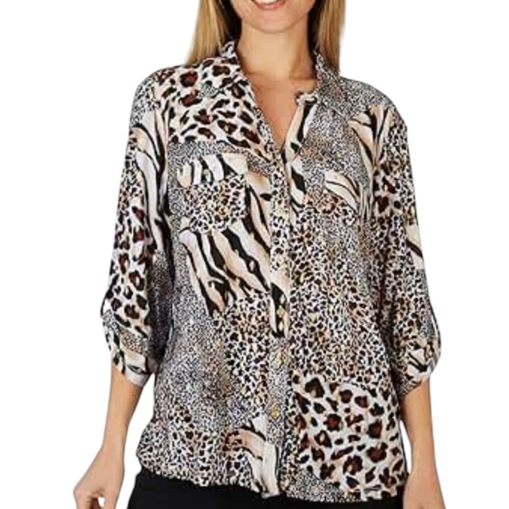 Emily Daniels 3X Womens Sheer Foil Dots Print Stretch Top Work Blouse Plus